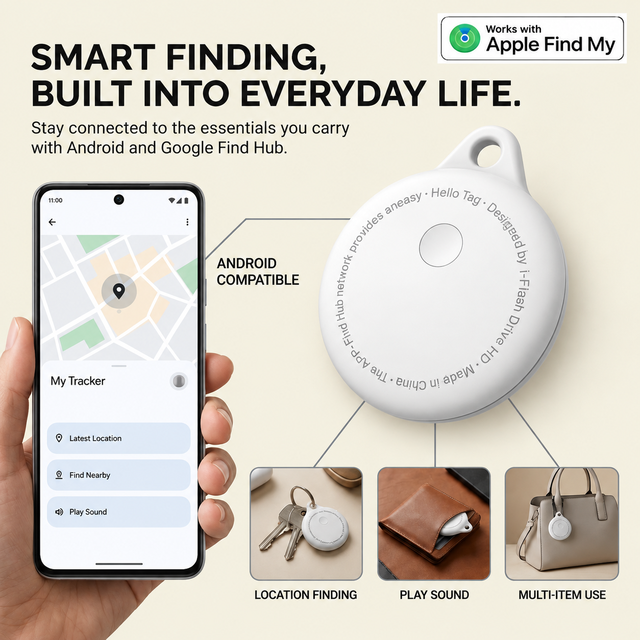 Universal Smart Bluetooth Item Tracker Tag IP67 Waterproof Key Finder Works with Apple Find My for Wallet Luggage Pet