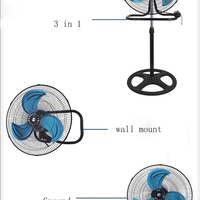 Ventilador de Pie Industrial de 18 Pulgadas, 3 en 1, con Aspas Metálicas, Oscilante, de Pedestal, Fabricante de Ventiladores