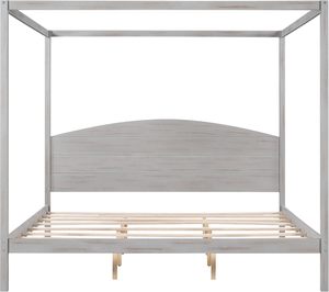 Ontwerpen Kingsize Hemelbed Hout 4 Posters Platform Bedframe Met Hoofdeinde, Kingsize Bedframe Voor Kinderen Tieners Volwassenen - Product Image 5