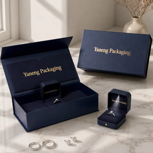 Manufacturer Wholesale Magnetic Flip-top <b>Rings</b> Earrings Pendants Custom Logo Eco-friendly Cardboard Jewelry <b>Box</b> for Packaging - Product Image 1