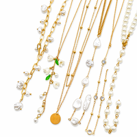 Collier long Y en plaqué or 18 carats pour femme, avec pendentif fleur en zircon et perle, bijou cadeau