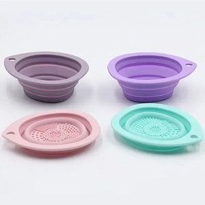 Foldable Silicone <b>Makeup</b> Brush Cleaner Soft Beauty Scrubber <b>Box</b> Powder Puff Cleaning Bowl for Eyeshadow Brushes <b>Makeup</b> Tools - Product Image 5
