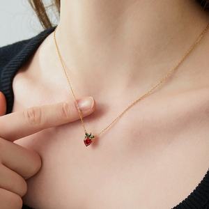 สร้อยคอเพทายรูปผลไม้แบบใหม่สำหรับฤดูใบไม้ผลิ เครื่องประดับผู้หญิงสีสันสดใส - Product Image 4