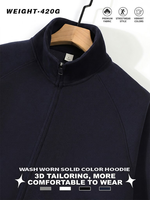Veste de sport ample pour homme OEM ODM, couleur unie, poids lourd 420G, double fermeture éclair, cardigan à col montant, sweat-shirt, manteau personnalisé