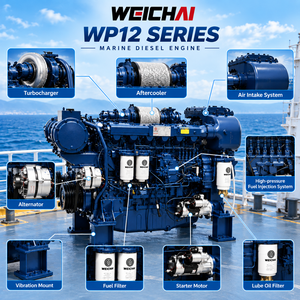 <span class=keywords><strong>Moteur</strong></span> diesel marin turbocompressé 6 cylindres WEICHAI série WP12 258-405 kW <span class=keywords><strong>350</strong></span>-550 <span class=keywords><strong>CV</strong></span> 1500-2100 tr/min pour bateaux de pêche et offshore - Product Image 4