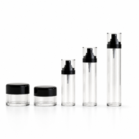Ensemble de flacons pulvérisateurs transparents en PET avec pompe noire, pots cosmétiques vides pour crème, emballages de soins de la peau