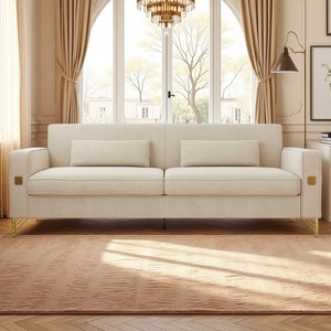 Luxury Chesterfield Velvet <b>Sofa</b> Set with Gold Accents Modern Three Seat Plush Cushions for Living Room & Office Decor - Product Image 1