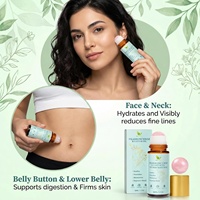 50ML/1.7OZ Huile de Frankincense et de Ricin Bio avec Applicateur à Bille en Quartz Rose 100% Pure Pressée à Froid, Idéale pour le Visage, le Cou et l'Abdomen