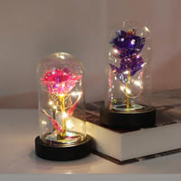 Rose Éternelle Lumineuse Rouge sous Cloche, Fonctionnant sur Piles, Rose Galaxie Préservée Mobile, Meilleur Cadeau de Saint-Valentin pour Elle