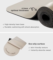 Tapis de yoga ovale en caoutchouc écologique vegan en PU uni de couleur nude sur mesure