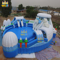 WODI Toboggan Gonflable Commercial en PVC 0,55 mm pour Enfants, Combo Château avec Piscine pour Enfants et Adultes, Qualité Professionnelle Robuste pour la Location
