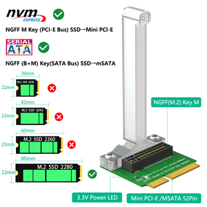 M.2 NGFF NVMe SSD/B + M Key SATA <span class=keywords><strong>Bus</strong></span> SSD Để Mini <span class=keywords><strong>PCI</strong></span>-E Adapter (Cài Đặt Thẳng Đứng) cho 2280 Loại SSD - Product Image 2