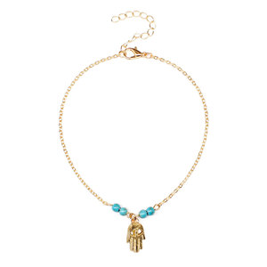 Venta al por mayor Simple personalizado cadena Palma <span class=keywords><strong>tobillera</strong></span> pulsera pie joyería descalzo sandalias tobilleras para mujeres K018 - Product Image 1