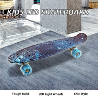 Planche à roulettes gratuite pour enfants Planche à poisson à 4 roues Lumières LED Étanche Portable Roues de 70mm Matériau érable Longue planche