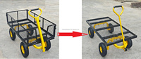 Chariot de jardin en acier robuste de 1200 lb, chariot utilitaire en métal, chariot de jardin en acier à mailles, chariot 2 en 1 pour jardin, ferme, cour