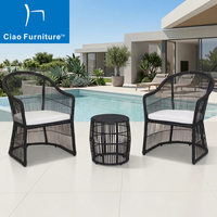 Foshan 3 pièces balcon extérieur jardin rotin synthétique Table basse chaise meubles ensemble de sièges