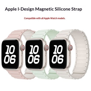 Tali Jam Tangan Silikon Magnetik Tiga-Manik, Tali Olahraga Kompatibel dengan Apple Watch, Gelang Magnetik yang Dapat Disesuaikan untuk Pria Wanita - Product Image 1