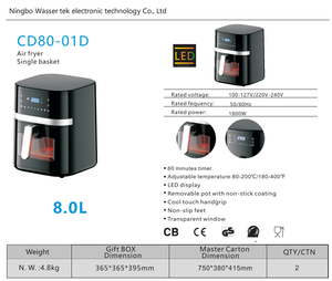 Friteuses intelligentes à contrôle professionnel Recettes préréglées Friteuse à air 1800W 8 litres avec une finition soignée - Product Image 6