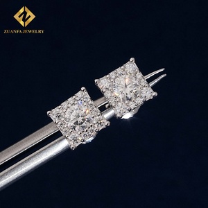 Fine Jewelry 925 <b>Silver</b> Moissanite <b>Earrings</b> Screw Back Brilliant Sparkling Wedding Gift for Women - Product Image 1