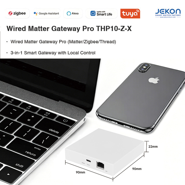 Tuya Wired Matter Gateway3 in 1 Zigbee Thread Smart Home Hub With Local Control RJ45 Ethernet Port