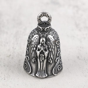 Car Biker Motorcycle Bell Key Chain Heart Cross Feather Wings Angel Bell Key Chain Necklace for Good Luck on the Road Guardian - Product Image 1