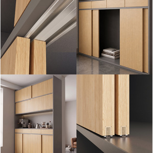 Sliding Door Track With Two Way Buffer Pulley Hardware For Cabinet Bookcase Minimalist Design Low Noise - Product Image 5