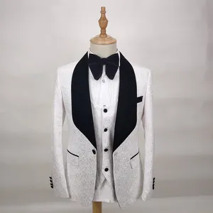 Morili yüksek kaliteli şal yaka Slim Fit damat smokin kırmızı beyaz son ceket erkek takım elbise MMSB58