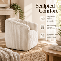 Fauteuil d’appoint moderne à dossier incurvé enveloppant, velours côtelé doux et moelleux, assise profonde, tailles personnalisé