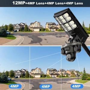 10 x phòng 12MP 360 ° ngoài trời năng lượng mặt trời Powered ánh sáng đường phố mạng Máy ảnh 4G không thấm nước PTZ tầm nhìn ban đêm phát hiện con người âm thanh 2 chiều - Product Image 6