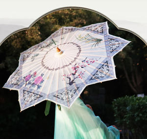 Parasol <span class=keywords><strong>de</strong></span> mariage TX1057, parapluie chinois traditionnel octogonal en papier huilé, commande manuelle pour fêtes - Product Image 3