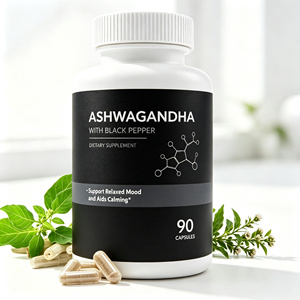 Cápsulas de Ashwagandha Orgánica de Marca Privada para el Cuidado de la Salud, con Extracto de Pimienta Negra, para Dormir, Reforzar el Sistema Inmunológico y Aportar Energía a los Niños - Product Image 1