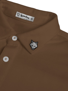 Polo en piqué de coton marron à manches courtes pour homme, couleur unie, style décontracté, tissu tricoté respirant, coupe classique, logo sur le devant - Product Image 4