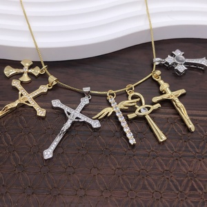 Accesorios <span class=keywords><strong>de</strong></span> collar y pulsera <span class=keywords><strong>de</strong></span> lujo ligero para hombre y mujer, con colgante <span class=keywords><strong>de</strong></span> cruz cristiana <span class=keywords><strong>de</strong></span> cobre con circonita <span class=keywords><strong>de</strong></span> 18 quilates - Product Image 6