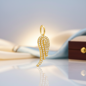 Colgante de circonia cúbica con diseño de ala, joyería de plata de ley 925, hecha a mano - Product Image 3