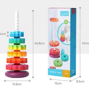 Spinning Toy Rainbow Wheel Strong Abs Plastic Premium Stacking Toy For Kids Rainbow Spinning Tower Toy