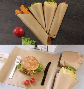 Papier ciré pour emballage de hamburgers, résistant à la graisse, de qualité alimentaire, avec logo personnalisé imprimé en couleur - Product Image 1