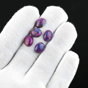 Turquesa morada de cobre Mohave, cabujón ovalado, piedra preciosa natural para la fabricación de joyas, 2 piezas, piedra pulida de alta calidad - Product Image 2