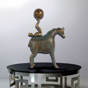 Ornement de vacheur à cheval en bronze imitation, décoration moderne pour la maison, sculpture d'art de bureau pour salon - Product Image 1
