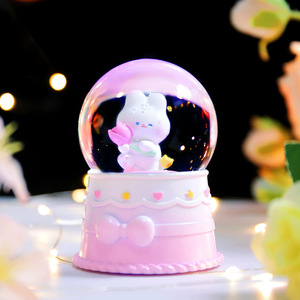 Adornos creativos y lindos con forma de conejo, mini bolas de cristal, adornos de escritorio para niños, luces nocturnas, artesanía al por mayor - Product Image 3