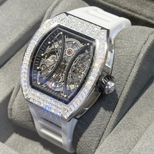 ONOLA 브랜드 JN304 신상품 다이아몬드 배럴 모양의 시계 고무 스트랩 스켈레톤 자동 기계식 남성용 시계 - Product Image 5