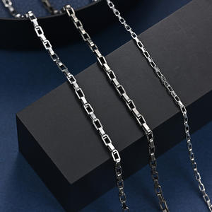 <b>Titanium</b> Steel Box <b>Chain</b> Necklace Long Simple Geometric Design For Men - Product Image 1