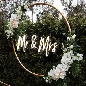 Антикварная неоновая декоративная подсветка Mr & Mrs, индивидуальная светодиодная неоновая вывеска
