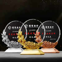 MH-NJ0262 de récompense du trophée de cristal d'événement de roses de résine de bronze d'argent d'or