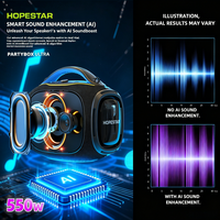 HOPESTAR ULTRA 550W Altavoz Bluetooth para Fiestas, Resistente al Agua IP6, 2 Micrófonos Inalámbricos, Luz RGB, TWS, Karaoke, Altavoz para Exteriores con Bajos Potentes