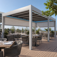 Pergola en aluminium avec toit à lames motorisées, revêtement poudré, écologique, patio extérieur, bioclimatique, étanche, avec bandes lumineuses LED