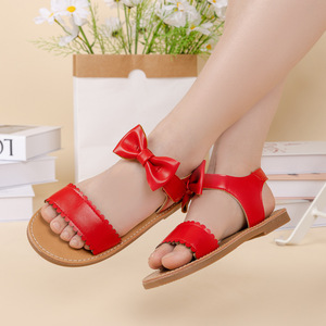 Sandalias de Playa de Verano para Niñas, Sandalias de Color Sólido con Punta Abierta y Lazo para Niñas - Product Image 4