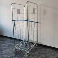Chariot de transport pliable en acier inoxydable à quatre roues pour la logistique des supermarchés, chariot à roulettes, conteneur OEM, outil de stockage industriel