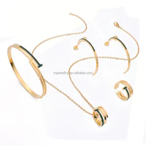 Set di gioielli italiani di Design personalizzato di marca in pietra di zircone set di lusso da donna in acciaio inossidabile placcato in oro 18K