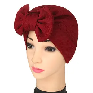 2024 new European and American foreign trade Indian turban hat Baotou hat Bowknot pineapple flower Muslim solid color hat