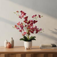 Orchidée artificielle en polyester faite à la main, élégante et raffinée, en pot, pour la décoration de la maison et de mariage, écologique et durable